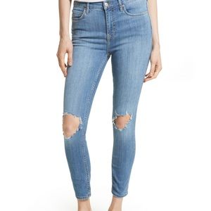 NWT Free People we the free busted Knee skinny jeans size 29 color ocean blue